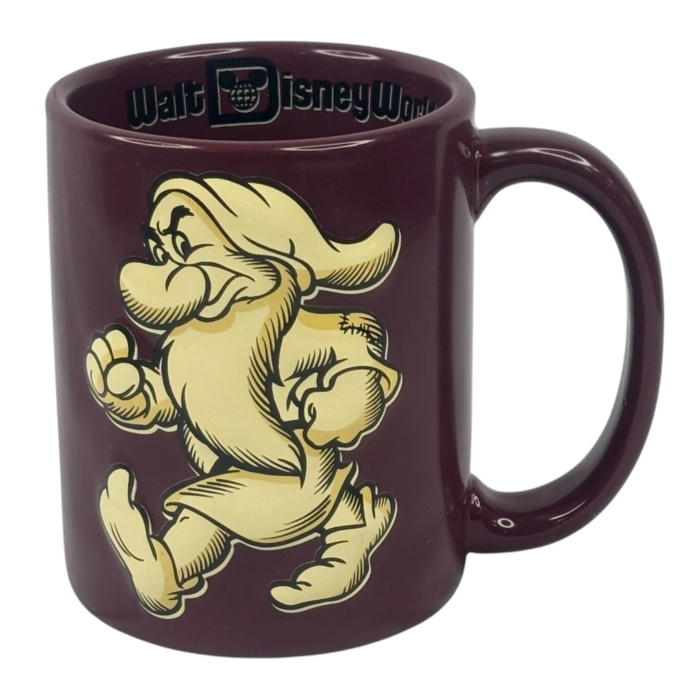 Walt Disney World Burgundy Snow White & The Seven Dwarves Grumpy Mug With Saying